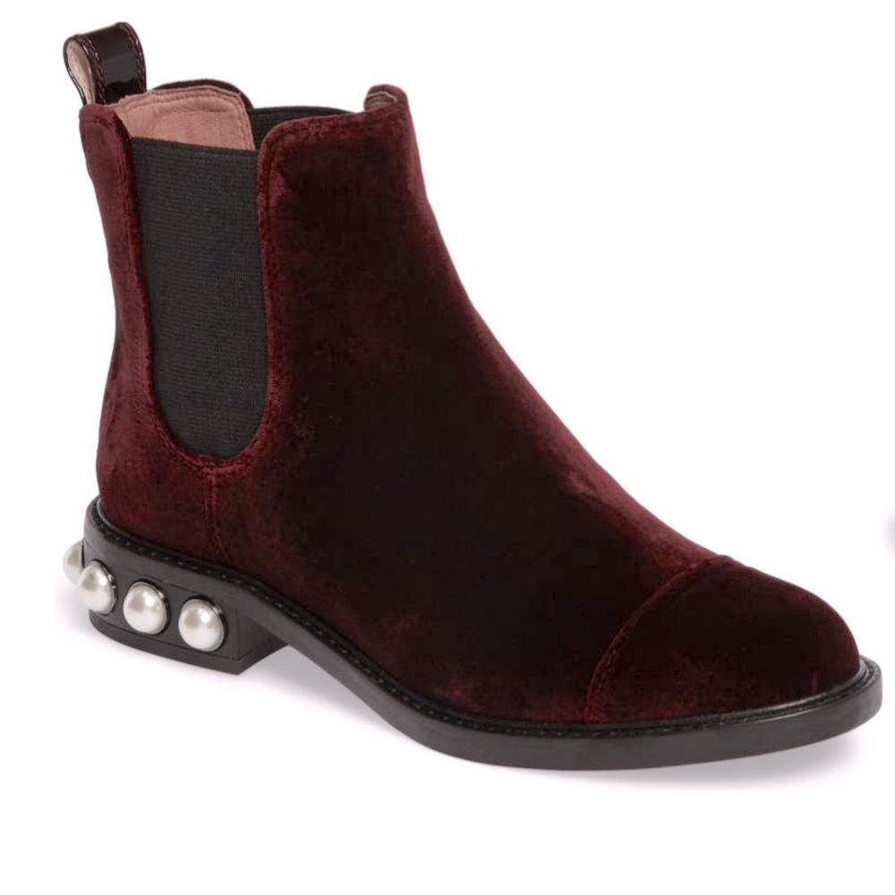 Louise et Cie Burgundy Velvet Ankle Boots